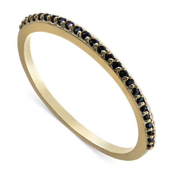 Black Spinel Narrow Band in 18k Gold-Plated Sterling Silver