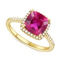 Ruby (2-1/2 ct. t.w.) & White Sapphire (1/4 ct. t.w.) Halo Ring in 14k Gold-Plated Sterling Silver