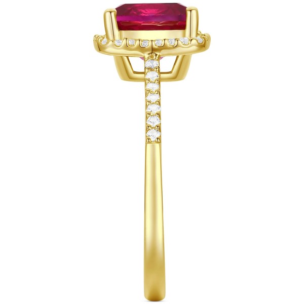 Ruby (2-1/2 ct. t.w.) & White Sapphire (1/4 ct. t.w.) Halo Ring in 14k Gold-Plated Sterling Silver