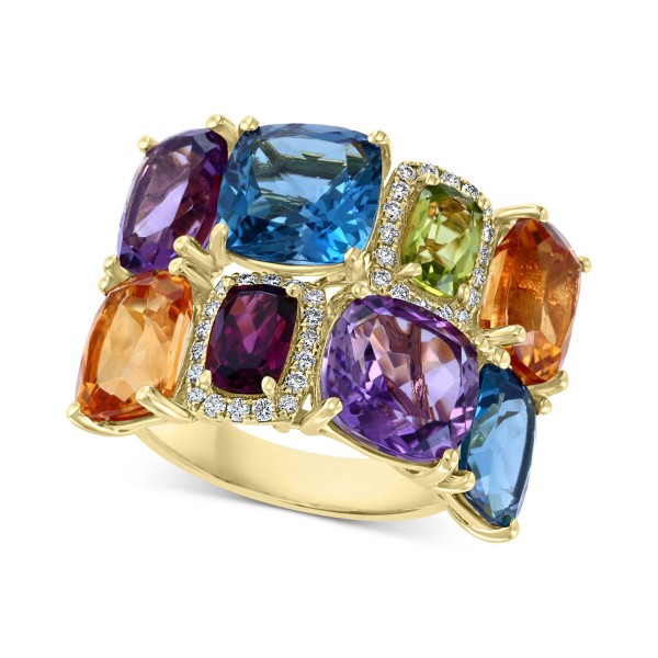 Multi-Gemstone (12-1/8 ct. t.w.) & Diamond (1/6 ct. t.w.) Statement Ring in 14k Gold