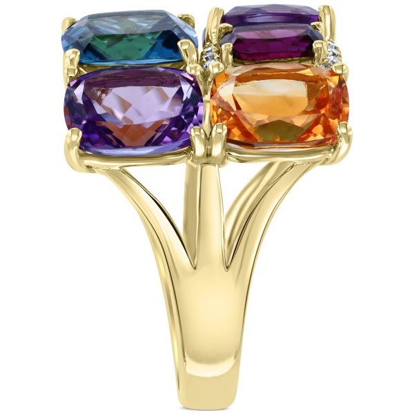 Multi-Gemstone (12-1/8 ct. t.w.) & Diamond (1/6 ct. t.w.) Statement Ring in 14k Gold