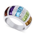 Multi-Gemstone (4-3/4 ct. t.w.) & Diamond Accent Statement Ring in Sterling Silver